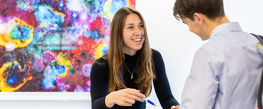 Careers Network team member talking to a student